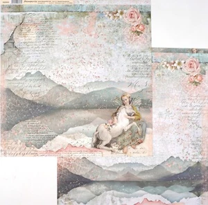 10 Hojas, Papel Álbum de Recortes Stamperia Doble Cara 12x12 - Hada y Unicornio - Imagen 1 de 1