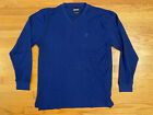 Vintage 00s Ashworth Golf Cotton Blend Striped V Neck Sweater Blue Mens XL