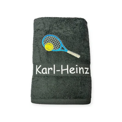 Tennis Handtuch mit Name bestickt, Duschtuch, Sport, Geschenk für Sportler - Bild 1 von 4