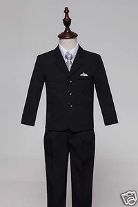 Baby Boy Black/Silver Formal Page Suit Waistcoat Suits Wedding Tuxedo Function - Bild 1 von 17