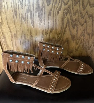 Call It Spring Women's Size 7 Sandals ~ Open Toe ~ Ankle Strap ~ Leather ~ Studs - Image 1 of 4