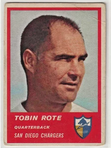 TOBIN ROTE 1963 FLEER # 68 QUARTERBACK SAN DIEGO CHARGERS - Picture 1 of 2