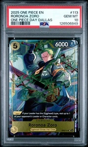 2025 ONE PIECE OP07-113 RORONOA ZORO ONE PIECE DAY DALLAS PROMO ENGLISH PSA 10 - Bild 1 von 2