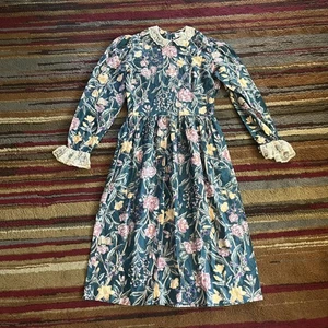 Vestido vintage The Sporting Life para mujer 14 cuello de encaje floral manga larga años 80 - Imagen 1 de 13
