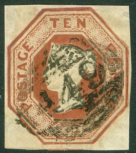 SG 57 10d brown. Fine used with a '449' numeral (Leicester). 4 margins CAT £1500 - Picture 1 of 2