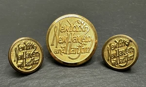 3 VINTAGE GOLD TONE NEW YORK NEW HAVEN & HARTFORD RAILROAD BUTTONS, 2 SIZES M30 - Picture 1 of 14