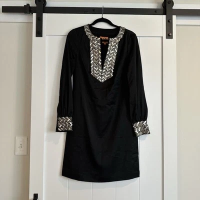 TORY BURCH Wool Blend Black Shift Dress Size 4 - Image 1 of 4
