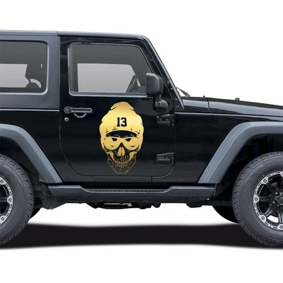 Adesivo Teschio Oro Metallico 70x43cm Pellicola Auto Accessori KX033 - Immagine 1 di 4