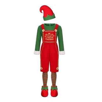 MEN ELF COSTUME ADULT KID CHRISTMAS SANTAS LITTLE HELPER XMAS FANCY DRESS UK NEW