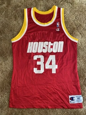 RARE! VTG 90s HOUSTON ROCKETS JERSEY SIZE 40 CHAMPION OLAJUWON NBA USA Made - Image 1 of 4