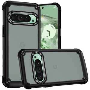 Custodia ibrida per Google Pixel 9/ 9 Pro 6,3 pollici con pulsanti in metallo retro trasparente - Foto 1 di 9