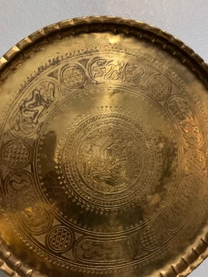 古董手工雕刻大型中东青铜板 — 第 1/4 张图片