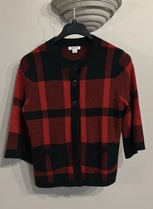 Hampshire Studio Red and Black Plaid Cardigan Size large - Picture 1 of 3