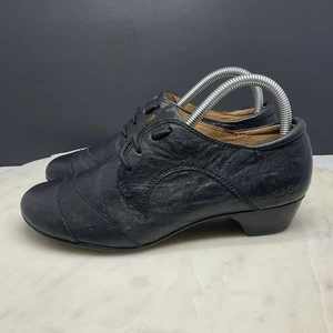 Taos Jive Oxford Shoes Womens Size 8 Black Leather Comfort Heel Lace Up - Picture 1 of 10