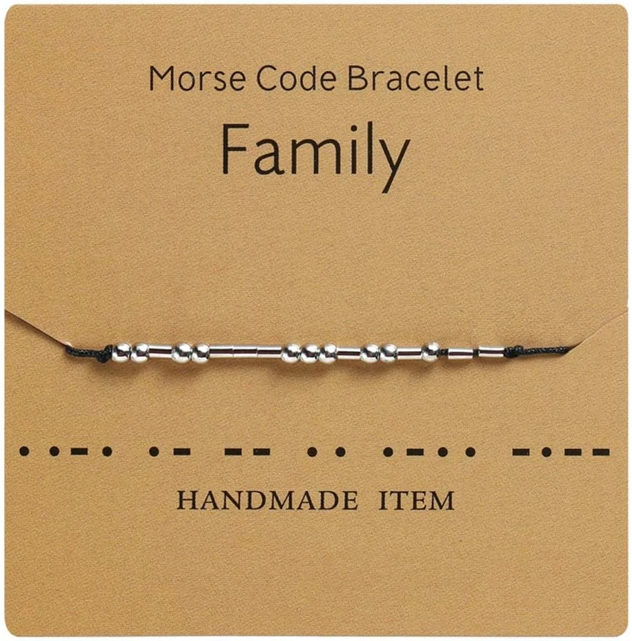 Dainty Beads Never Give Up Morse Code手链首饰纯银B — 第 1/1 张图片