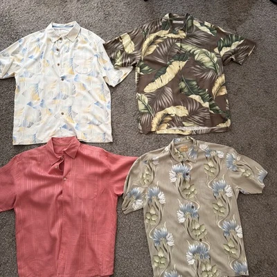 MEN’s LOT OF 4 TOMMY BAHAMA HAWAIIN BUTTON UP SHIRTS SIZE LARGE 100% SILK - Image 1 of 4