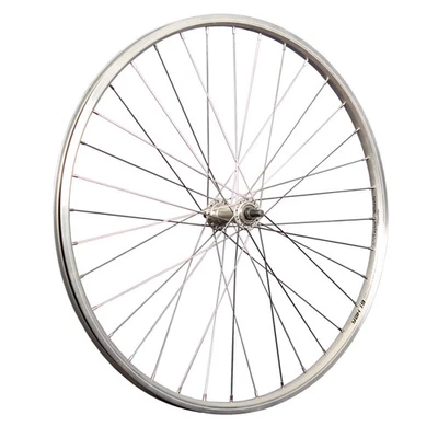 Laufrad 26 Zoll Vorderrad Fahrrad Hohlkammerfelge Edelstahl Speichen vorn silber - Bild 1 von 4