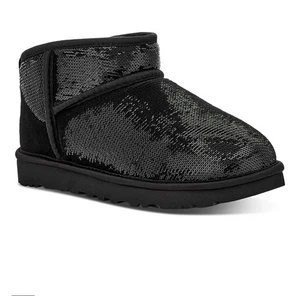 UGG Women's Ultra Mini Mirror Ball Black Boots 3307 Size 11 - Picture 1 of 5
