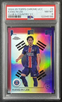 1/1 KANG-IN LEE PSA 8 2024-25 TOPPS CHROME UCC #4 CLUB & COUNTRY REFRACTOR 1/1 - Image 1 of 2