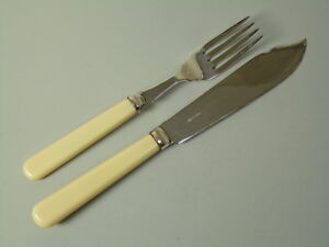 WALKER & HALL Cutlery - IVORINE Effect - Fish Knife & Fork - Silver Plate