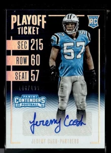 2016 CONTENDERS PLAYOFF TICKET /199 ROOKIE AUTO JEREMY CASH PANTHERS - Picture 1 of 1