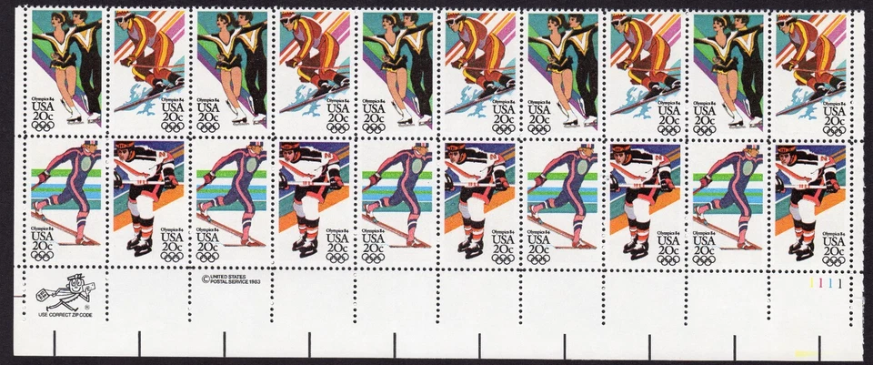 Scott #2070a (2067-2070) 1984 Winter Olympics Plate Block of 20 Stamps - MNH LR - Image 1 of 1