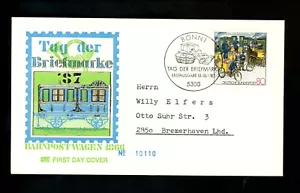 Postal History Germany FDC #1515 Stamp Philately Day bicycle postman 1987 - Picture 1 of 2