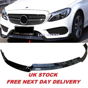 Mercedes W205 C-Class 2019-21 AMG Sport Front Bumper Spoiler Carbon Fibre Style - Picture 1 of 5