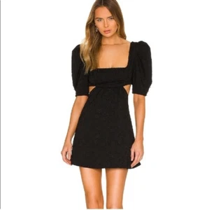 Majorelle Tillie Jacquard Puffärmel Cut Out Minikleid in Schwarz NEU Größe S - Bild 1 von 7