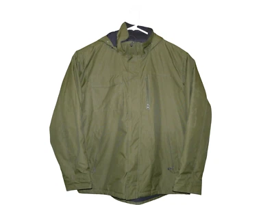 Swiss Tech Jacket Mens L 42-44 Moss Green Full Zip Insulated Canvas Hooded Coat - Image 1 of 4