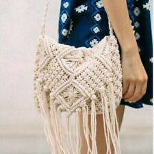 Women Crochet Crossbody Bag Handbag Boho Ethnic Fringe Tassel Vintage Summer