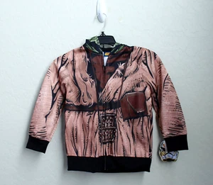 Disney Star Wars Kids Yoda Zip Jacket Eye Mask Hoodie Size XS Brown/Green - Picture 1 of 6