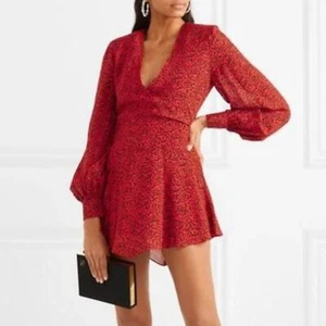 Neu mit Etikett $ 330 Alice + Olivia Polly langärmeliges Fit & Flare Minikleid rot Leopard 10 - Bild 1 von 16