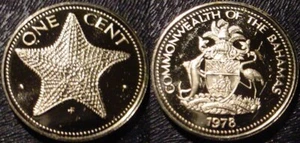 ONLY 6.931 MINTED PROOF 1978 1 CENT BAHAMAS**BEAUTIFUL STAR FISH** - Picture 1 of 1