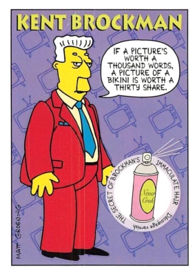 1993 SKYBOX THE SIMPSONS KENT BROCKMAN #S7 BONGO TRADING CARD - Image 1 of 4