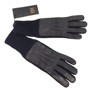 Frye Women's Gloves Leather Patchwork Lambskin Wool Black Size Small Dy349c New - Picture 1 of 15