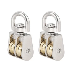 Lifting Crane Swivel Hook Pulley Block Hanging Wire Towing Double Wheel 2pcs - Picture 1 of 3