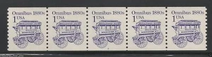 USA #1897 PL #2 "Omnibus 1880s" Stamp PNC5 Plate Number Coil Strip Block Tag - Picture 1 of 1