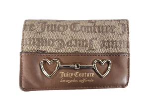 Juicy Couture Brown Heart Accent Bifold Wallet Los Angeles Logo Print #4030 - Picture 1 of 4