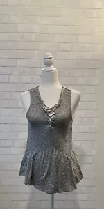 Express NWOT Small Grey Marbled Peplum Tank - Picture 1 of 1