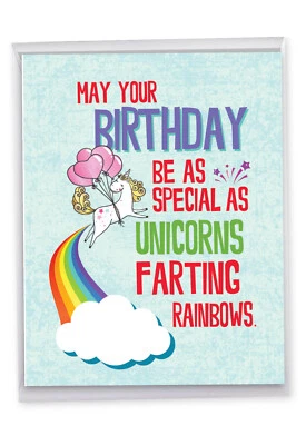 Забавная открытка на день рождения (8,5 x 11 дюймов) - единороги и радуги J6892BDG - Изображение 1 из 4