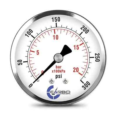 2-1/2" Pressure Gauge - Chrome Plate Steel Case, 1/4"NPT, Back Mnt. 300 PSI - Image 1 of 4