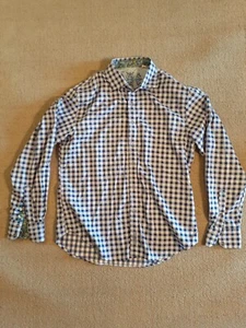Robert Graham Men's Size XL Contrast Flip Cuff Shirt slim Blue white Embroidered - Picture 1 of 12