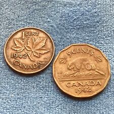 1942 Canada 1 Cent & Canada (tombac) 5 Cents