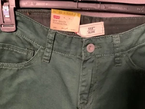Levi’s 511 Slim 14 Reg 27x27 Boys Green Denim Pants Comfort Classic NWT - Picture 1 of 7