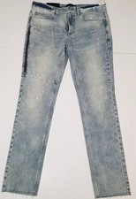 NWT PACSUN Stacked Skinny light blue paint splatter side zipper Jeans 30x32 NEW