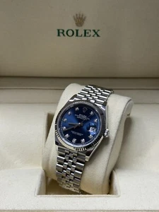Rolex Datejust 36mm FULL SET BOX AND PAPERS Bright Blue Diamond Dial 126234 - Picture 1 of 6