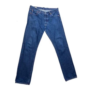 LEVIS BIG E 501 PREMIUM DARK INDIGO STRAIGHT JEANS ROCKABILLY MOD 34 W 34 L - Picture 1 of 7