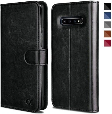 Capa carteira flip de couro para dispositivos Galaxy S10 (preta) Samsung Galaxy S10 - Imagem 1 de 4