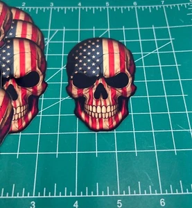 American Flag Skull – Patriotic USA Vinyl Sticker, Bold & Edgy Cracked Skull - Picture 1 of 12